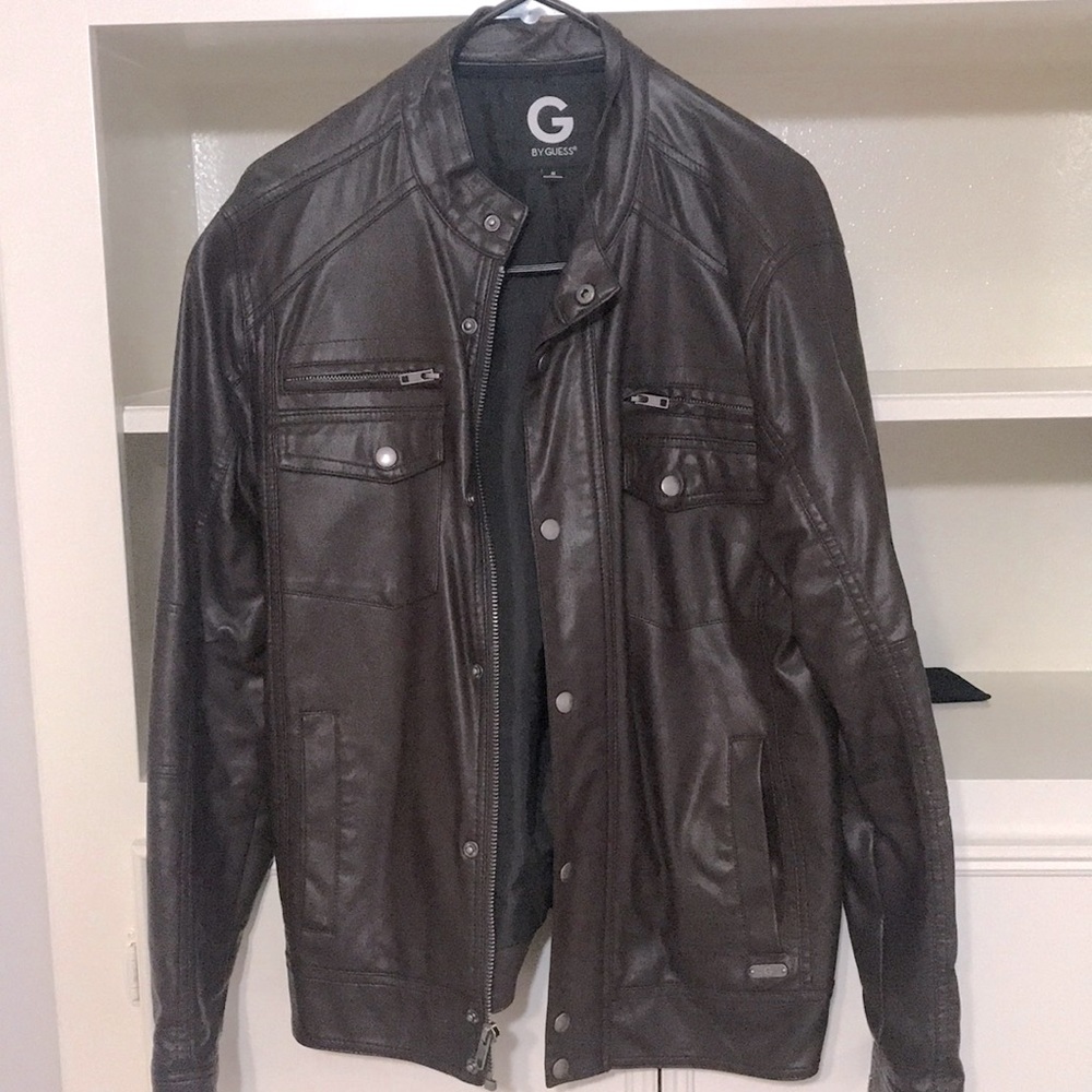 Guess leather brown jacket